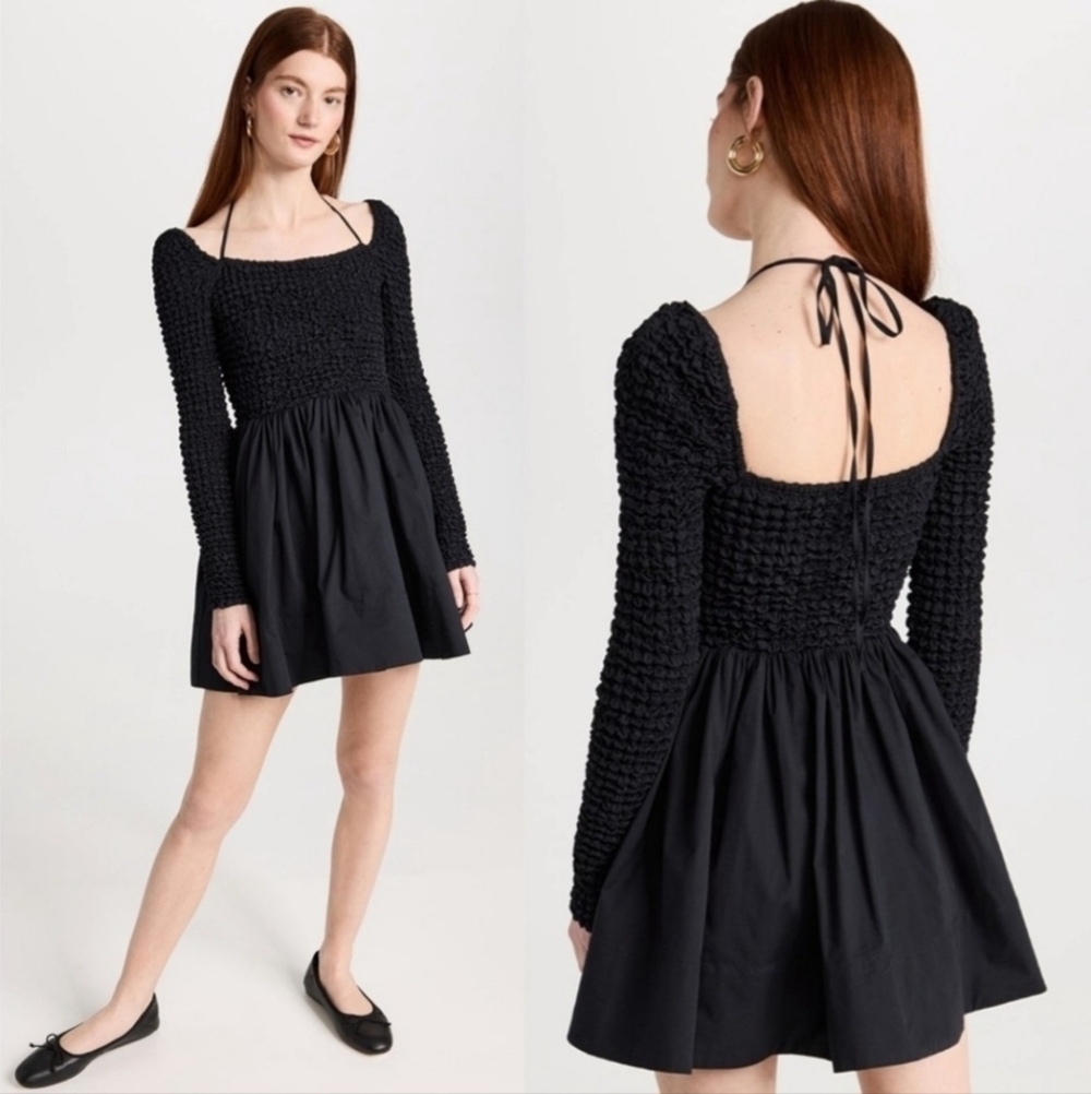 STAUD Black Cassidy Dress XS New Mini contemporary casual party date night - Picture 2 of 9